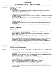 Training Manager Resume Samples Velvet Jobs