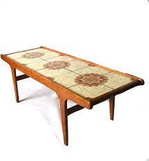 This is a stylish tiled coffee table by renowned danish maker trioh, featuring vibrant blue and yellow sun like tiles. Vintage Coffee Table Danish Table Retro Teak Retro Etsy Coffee Table Tiled Coffee Table Danish Coffee Table