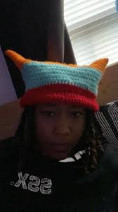 Made my first cat ear beanie. Still have to weave in the ends but I love it