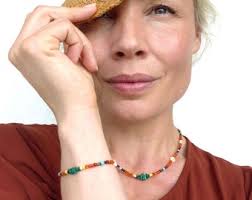 Indian Summer Precious Friendship Necklace With Fine Gemstones Millefiori  Flowers and 18k Gold Filled