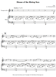 House Of The Rising Sun Sheet Music For Trumpet House Of The Rising Sun Clarinet Sheet Music Clarinet Music