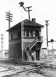 Black And White Rail Road Sign Illinois Central Railroad Gibson City Signal Tower Old Train Station Train Depot Train Tracks