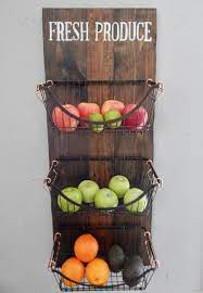 Wall Mounted Produce Basket Farmhouse Fruit And Vegetable Etsy Kitchen Wall Organizer Wall Storage Diy Kitchen Wall Storage