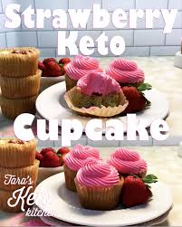 Low Carb Strawberry Cupcakes Get The Printable Recipe Keto Lchf Atkins Grain Free Sugar Free Recipe Healthy Cupcake Recipes Keto Cupcakes Low Carb Cupcakes