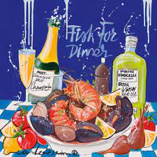 Wat 35 jaar geleden begon als een wijnhandel in scheveningen is uitgegroeid tot een professionele drankengroothandel. El Van Leersum Fish For Dinner Kunstdruck 40x40