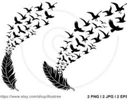 Bird Feather Clipart Black And White Music Tree Digital Clip Art Flying Musical Notes And Birds Etsy Feather Clip Art Digital Clip Art Clip Art