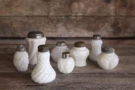 Antique Vintage Milk Glass Shakers