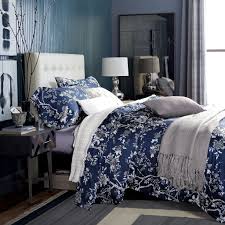 Cobalt Blue Black And Blue Comforter Set Eastern Floral Chinoiserie Blossom Print Duvet Quilt Cover Navy Blue Tan White Asian Style Botanical Navy Blue Bedrooms Navy Blue Duvet Cover Duvet Cover Sets