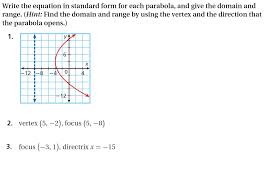 Solved Write The Equation In Standard Form For Each Parab Chegg Com