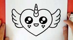 Unicorn is a horse which has a horn over its head. How To Draw A Cute Unicorn Heart With Wings Youtube