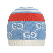 Gucci Boys Blue Cotton Gg Baby Hat