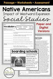 Native Americans Impact Of Westward Expansion Elementary Social Studies Lessons Social Studies Worksheets Homeschool Social Studies