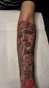 Exactly 5 years ago 🫡🔥 , •, •, •, •,  #unboundtattoostudio#southjerseytattooartist#bishoprotary#criticalpowersupply#blackandgreytattoo#letteringtattoo#virginmarytattoo#mexicanstyle_tattoos