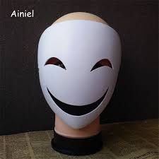 Ainiel Black Bullets Smile Face White Resin Kagetane Hiruko Scary Men Halloween Black Bullet Horror Party Halloween Masks