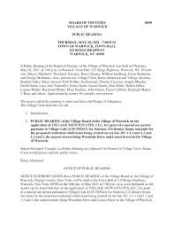 BOARD OF TRUSTEES 8898 VILLAGE OF WARWICK PUBLIC HEARING THURSDAY, MAY 20,  2021