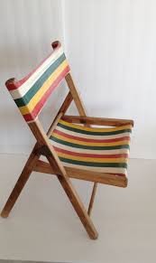 Vintage Camp Stool Chair Wood W Colorful Stripe Canvas Seat Red Yellow Green Rustic Childrens Cabin Coastal Boat Beach Wood Chair Stool Chair Camping Decor