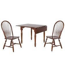 Tell city tanbark oak spindle back dining room side chair made in america. Drop Leaf Dining Set W Spindleback Chairs Chestnut 3 Piece Sunset Trading