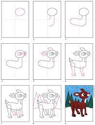 Easy How To Draw A Reindeer Tutorial And Reindeer Coloring Page