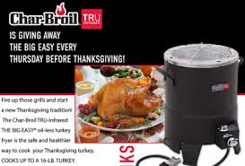 Please have your model # and serial # available when contacting us. Char Broil Thanksgrilling Sweepstakes Win A Char Broil Infared Oil Less Turkey Fryer Sweepstakes In Seattle