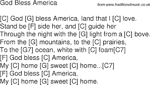 Old Time Song Lyrics With Chords For God Bless America C In