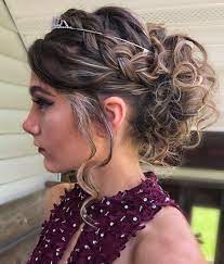 Prom Or Homecoming Hair With A Dutch Braid Or Braids Long Hair In A Messy Bun For An Updo And Curls Homecoming Hairstyles Dance Hairstyles Pageant Hair