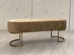 This handmade piecelends an air of elegance and chic to your. Bedroom Luxury Furniture Metal Bench Legs Design Velvet Benches Upholstered Bed End Stool