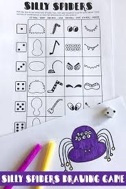 Printable Silly Spiders Drawing Game Spider Drawing Drawing Games For Kids Drawing Games