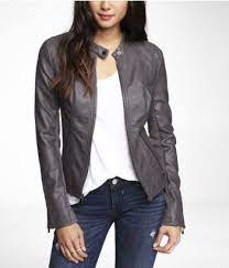 Minus The Leather Double Peplum Moto Jacket Express Jackets Moto Jacket Grey Leather Jacket
