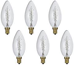 Light Bulbs Tesler Clear 60 Watt Edison Style E12 Candelabra Bulb 6 Pack Candelabra Bulbs Light Bulb Design Bulb
