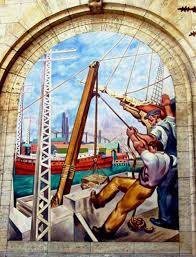 Post Chester Ny Post Office Nine Lunettes And Four Arched Panels Oil On Canvas Domenico Mortellito Gustavo Cenci As Port Chester Port Chester New York Wpa