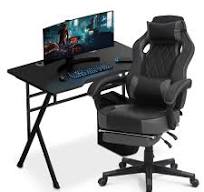 Amazon.com: Magshion Juego de silla y escritorio, escritorio para  computadora, oficina, escritorio en forma de X y silla ergonómica para  juegos con ...