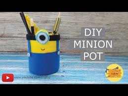 Make Minion Pencil Pot For Kids Cara Membuat Tempat Pensil Minion Dari Botol Plastik Toples Youtube