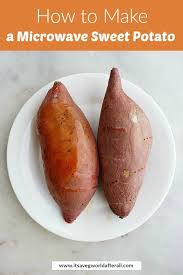 Line a large microwave safe plate with parchment paper. Easiest Microwave Sweet Potato Recipe It S A Veg World After All