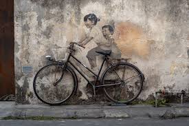 Penang Malaysia Children On Bike Original Art Wall Art Etsy Graffiti Wall Art Urban Wall Art Etsy Wall Art