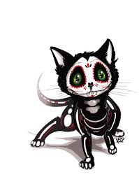 It is a very clean transparent background image and its resolution is 900x682 , please mark the image source when quoting it. Day Of The Dead Animals Sugar Skull Cat