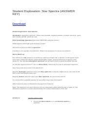 Determine the elements that are represented in each spectrum, and use this information to infer the temperature and classification of the star. Student Exploration Star Spectra Answer Key Docx Student Exploration Star Spectra Answer Key Download Student Exploration Star Spectra Vocabulary Course Hero