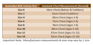 sizing charts australian t shirts gifts