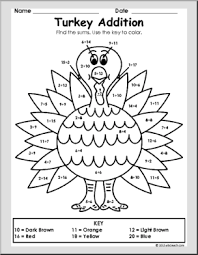 Simply print the thanksgiving math worksheets to make math fun in october and november with these build a turkey cut and paste worksheets. Thanksgiving Turkey Addition Thanksgiving Addition Games Turkey Coloring Page Abcteach