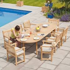 Alexander Rose Roble 8 Seater Dining Set Wooden Garden Furniture Outdoor Furniture Sets Garden Furniture