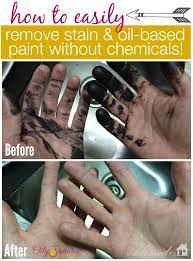 Pour a little olive oil and dish soap into your hands, and lather them up. How To Easily Remove Oil Based Stain Paint Without Chemicals My Blessed Life