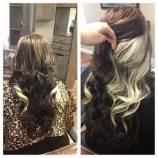 Pin By Erin Adams On My Work Hair Blonde Peekaboos Hair Highlights Dark Hair With Highlights