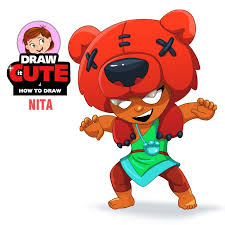 How To Draw And Color Nita Super Easy Brawl Stars Drawing Tutorial With Coloring Page Draw It Cute Brawl Brawl Drawing Tutorial Brawl Cute Coloring Pages