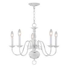 Livex Lighting Williamsburgh 5 Light Antique White Chandelier 5005 60 The Home Depot