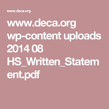 Www Deca Org Wp Content Uploads 2014 08 Hs Written Statement Pdf Business Growth Plan Franchise Ideas Blog Content