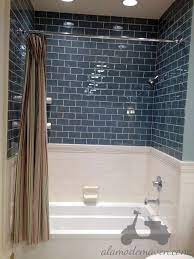 These bathroom makeovers put bold, bright and colorful tile at the front of the design. Glacier Glass Subway Tile Bathrooms Remodel Bathroom Design Bathroom Inspiration