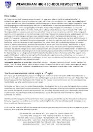 WEAVERHAM HIGH SCHOOL NEWSLETTER