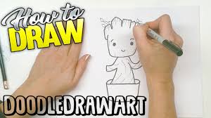 Draw a pair of round eyes and a smiling mouth. How To Draw Baby Groot Step By Step I Am Groot Gotg Youtube