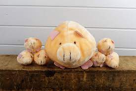 1985 Vintage Pig Mom With Babies Plush Toy Babies Go Inside Moms Tummy With Zipper Large Pig With 6 Piglets Baby Plush Toys Baby Plush Baby Toys