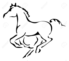 Black And White Outline Black And White Outlines Of Galloping Foal Horse Silhouette Horse Outline Horse Art