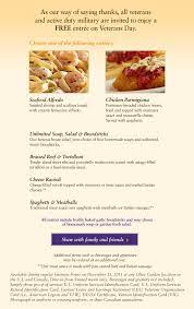 Olive Garden S Veterans Day Menu Design Corral